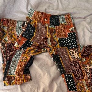 No Boundaries Patchwork Leggings - Black, Orange, White